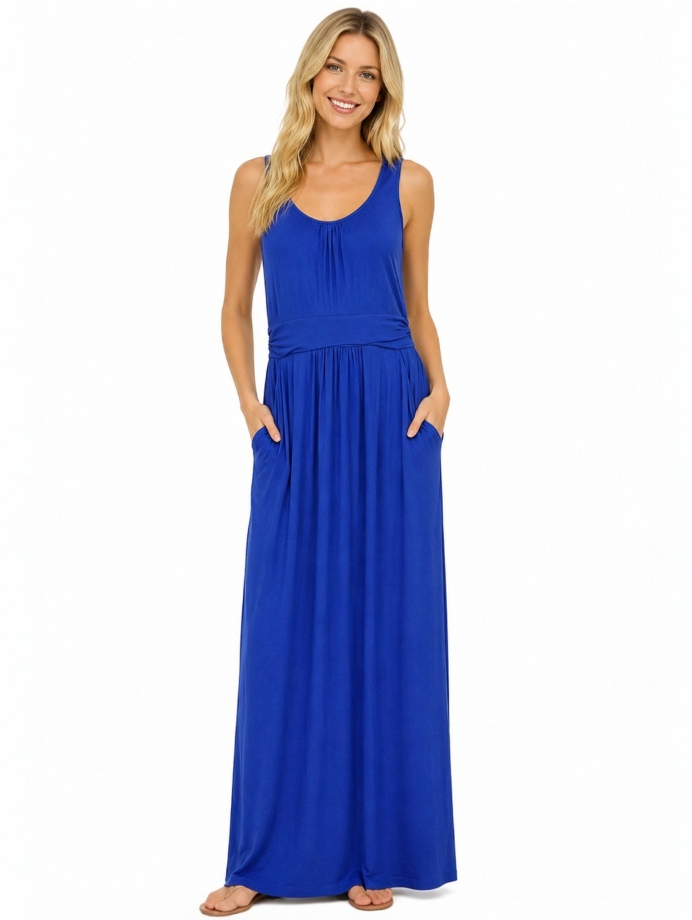 Boden Royal Blue Sleeveless Maxi Dress with Pockets Size US 8 (UK 12)